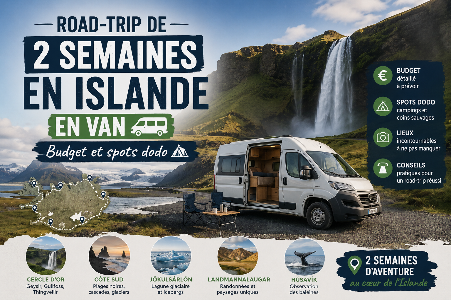 Road-trip de 2 semaines en Islande en van budget et spots dodo